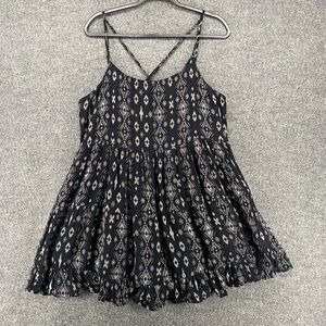 Beach By Exist Dress Size M Black Aztec Sleeveless Skater Babydoll Feminine Mini